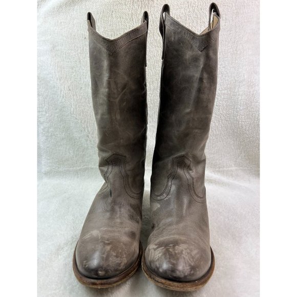 Frye Women's Gray Leather Western Cowboy Boots - Style 77667 - Size 10 B - Picture 4 of 8